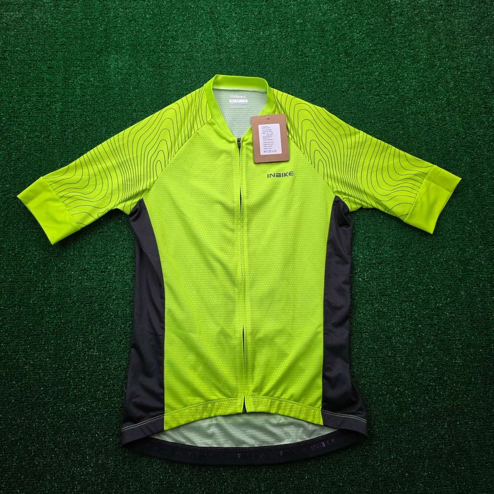 INBIKE Full-Zip Topographic Short-Sleeve Cycling Jersey Unisex Small NWT